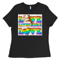 Black Western LGBTQ+ Love Lives Here Tumbler Ladies Tee - BundleAndBundleShop