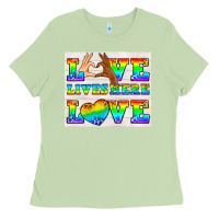Matcha Western LGBTQ+ Love Lives Here Tumbler Ladies Tee - BundleAndBundleShop