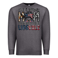 Charcoal Heather just a regular mom trying not to raise liberals Premium Sweatshirt - CowhideDigitalArt