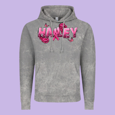 Personalized Pink Cancer Themed Name Vintage Hoodie Designed By Nancycooperartshop