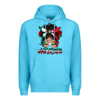 Ocean Blue Mexicana Messy Bun Mama Premium Hoodie - BundleAndBundleShop