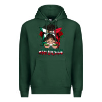 Sports Green Mexicana Messy Bun Mama Premium Hoodie - BundleAndBundleShop