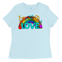 Baby Blue Western LGBTQ+ Love Rainbow Ladies Tee - BundleAndBundleShop
