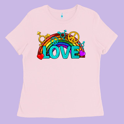 Western Lgbtq+ Love Rainbow Ladies Tee Designed By Bundleandbundleshop