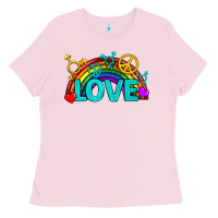 Bubblegum Pink Western LGBTQ+ Love Rainbow Ladies Tee - BundleAndBundleShop