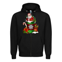 Black Christmas Santa Claus Coffee Cup Zipper Hoodie - FaDigitalArtStudio