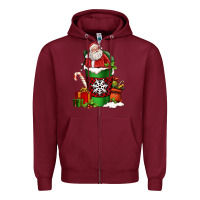 Burgundy Christmas Santa Claus Coffee Cup Zipper Hoodie - FaDigitalArtStudio