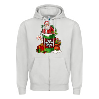 Dove Grey Christmas Santa Claus Coffee Cup Zipper Hoodie - FaDigitalArtStudio