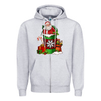 Heather Grey Christmas Santa Claus Coffee Cup Zipper Hoodie - FaDigitalArtStudio
