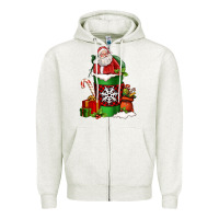 Oatmeal Heather Christmas Santa Claus Coffee Cup Zipper Hoodie - FaDigitalArtStudio