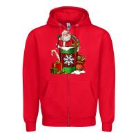 Red Christmas Santa Claus Coffee Cup Zipper Hoodie - FaDigitalArtStudio