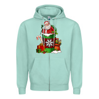 Seafoam Christmas Santa Claus Coffee Cup Zipper Hoodie - FaDigitalArtStudio