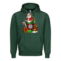 Sports Green Christmas Santa Claus Coffee Cup Zipper Hoodie - FaDigitalArtStudio