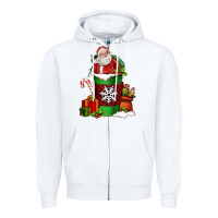 White Christmas Santa Claus Coffee Cup Zipper Hoodie - FaDigitalArtStudio