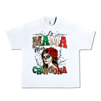 White La Mama Mas Chingona Urban Heavy Tee - texasbilliewilder