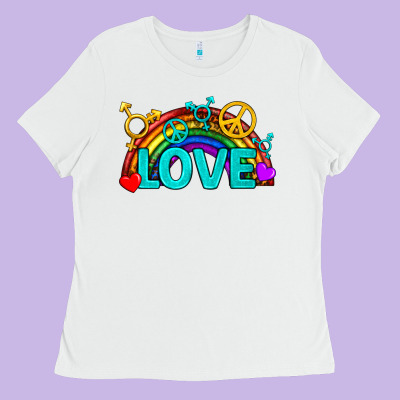 Western Lgbtq+ Love Rainbow Ladies Tee Designed By Bundleandbundleshop