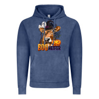 Vintage Denim Boo Heifer Cow with Halloween Vintage Hoodie - texasbilliewilder