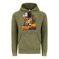 Vintage Olive Boo Heifer Cow with Halloween Vintage Hoodie - texasbilliewilder