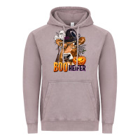 Vintage Zinc Boo Heifer Cow with Halloween Vintage Hoodie - texasbilliewilder