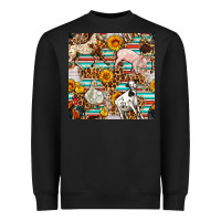 Black Western Leopard Farm Animals Seamless Pattern Heavyweight Sweatshirt - FaDigitalArtStudio
