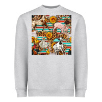 Heather Grey Western Leopard Farm Animals Seamless Pattern Heavyweight Sweatshirt - FaDigitalArtStudio
