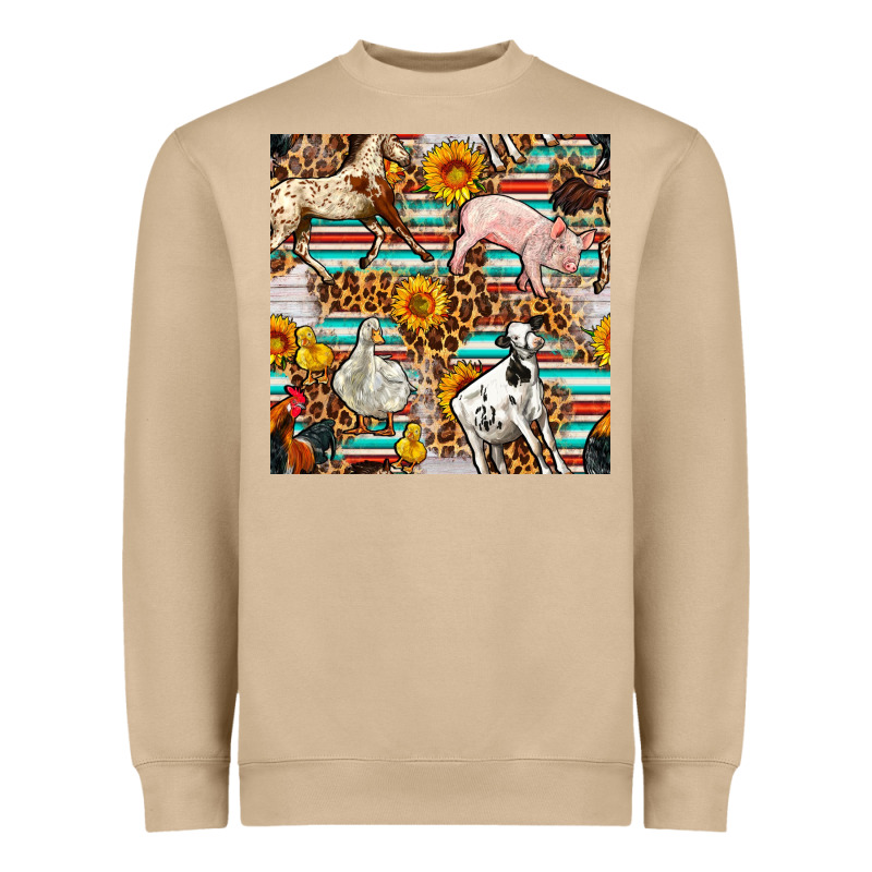 Western Leopard Farm Animals Seamless Pattern Heavyweight Sweatshirt by FaDigitalArtStudio | Teevron