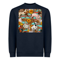 Navy Western Leopard Farm Animals Seamless Pattern Heavyweight Sweatshirt - FaDigitalArtStudio