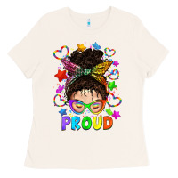 Bone LGBTQ+ Messy Bun With Colorful Stars Ladies Tee - BundleAndBundleShop