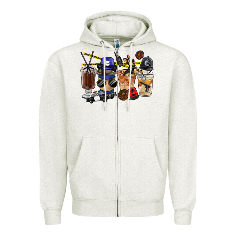 Police Coffee Cups Zipper Hoodie by FaDigitalArtStudio | Teevron