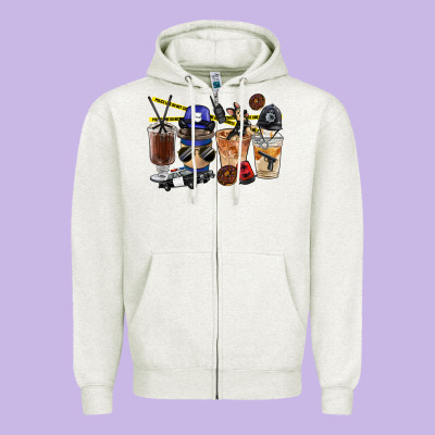 Police Coffee Cups Zipper Hoodie Designed By Fadigitalartstudio
