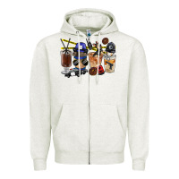 Oatmeal Heather Police Coffee Cups Zipper Hoodie - FaDigitalArtStudio