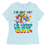 Baby Blue LGBTQ I'm Not Gay I'm Super Gay Ladies Tee - BundleAndBundleShop