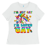 White LGBTQ I'm Not Gay I'm Super Gay Ladies Tee - BundleAndBundleShop