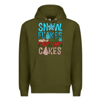 Army Green Snow Flakes aAd Christmas Cakes Premium Hoodie - BundleAndBundleShop