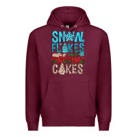 Burgundy Snow Flakes aAd Christmas Cakes Premium Hoodie - BundleAndBundleShop
