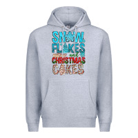 Heather Grey Snow Flakes aAd Christmas Cakes Premium Hoodie - BundleAndBundleShop