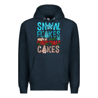 Navy Snow Flakes aAd Christmas Cakes Premium Hoodie - BundleAndBundleShop