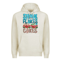 Oatmeal Heather Snow Flakes aAd Christmas Cakes Premium Hoodie - BundleAndBundleShop