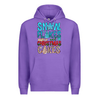 Purple Snow Flakes aAd Christmas Cakes Premium Hoodie - BundleAndBundleShop