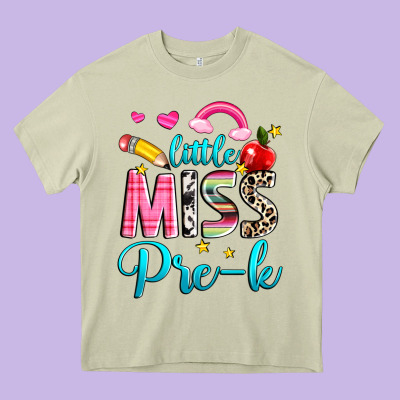 Little Miss Pre K Heavy Core Tee Designed By Nancycooperartshop