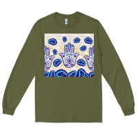 Army Green evil eyes with white wooden pattern Long Sleeve Tee - TumblerDesignByShophia