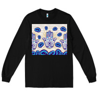 Black evil eyes with white wooden pattern Long Sleeve Tee - TumblerDesignByShophia