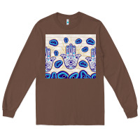 Chestnut evil eyes with white wooden pattern Long Sleeve Tee - TumblerDesignByShophia
