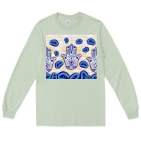 Matcha evil eyes with white wooden pattern Long Sleeve Tee - TumblerDesignByShophia