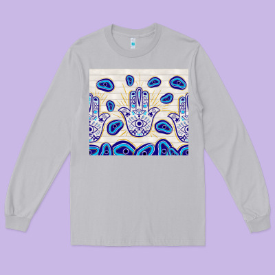 Evil Eyes With White Wooden Pattern Long Sleeve Tee Designed By Tumblerdesignbyshophia
