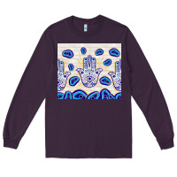 Plum evil eyes with white wooden pattern Long Sleeve Tee - TumblerDesignByShophia