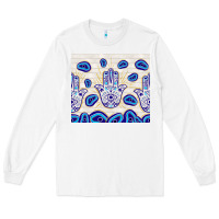 White evil eyes with white wooden pattern Long Sleeve Tee - TumblerDesignByShophia