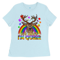 Baby Blue LGBTQ+ Oh Deer I'm Queer Ladies Tee - BundleAndBundleShop