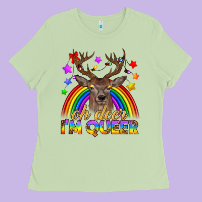 Lgbtq+ Oh Deer I'm Queer Ladies Tee Designed By Bundleandbundleshop