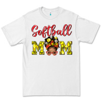 White Softball Mom And Afro Messy Bun Mom Premium Tee - BundleAndBundleShop
